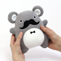 Plush Toy - Ricedapper - Grey Bear with Mustache