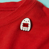 Boo! A Ghost - Enamel Pin: Red